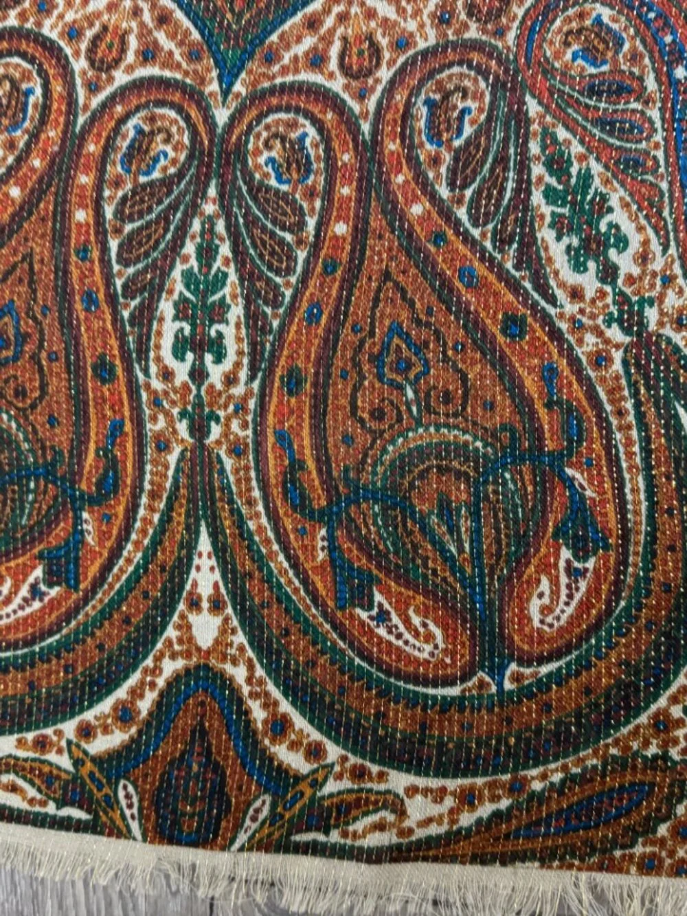 Vintage The Specialty House Wool Lurex Paisley Scarf Shawl Made in Japan 35x35